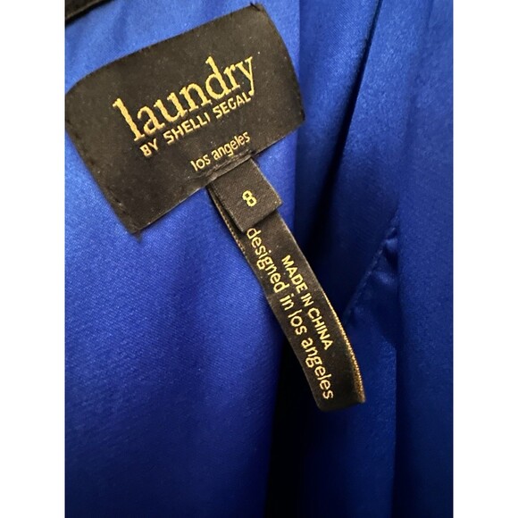Laundry by Shelli Segal Women Blue Chiffon Twist Front Full Gown Dress Sz 8 - Picture 9 of 10